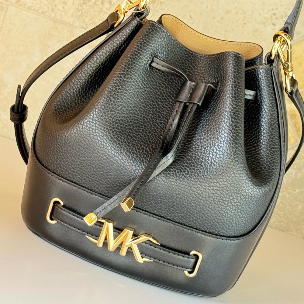 Micharl Kors Reed Medium Bucket Shoulder Crossbody Bag Black - Picture 11 of 14